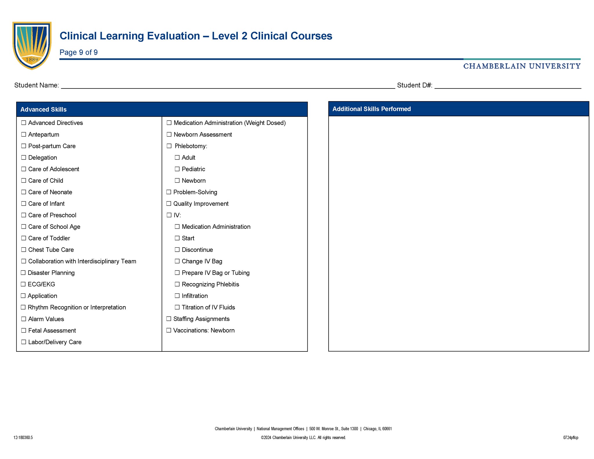 Picture of Clinical Learning Evaluation - Level 2 Clinical Courses (Interactive Electronic Only)